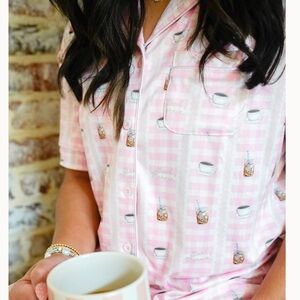 Kenz Kustomz Pink coffee lover Pajama Set NWT